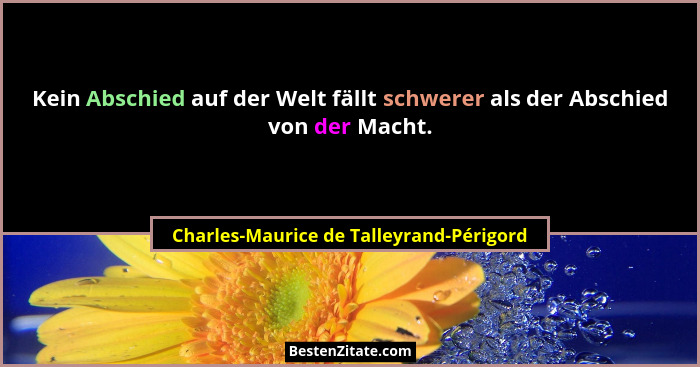 Kein Abschied auf der Welt fällt schwerer als der Abschied von der Macht.... - Charles-Maurice de Talleyrand-Périgord