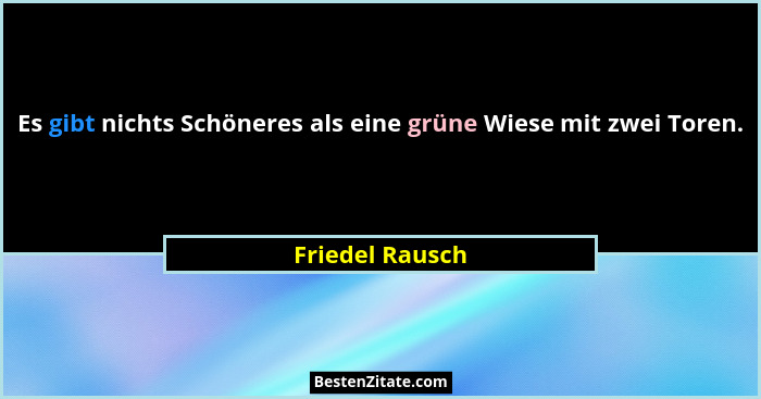 Es gibt nichts Schöneres als eine grüne Wiese mit zwei Toren.... - Friedel Rausch
