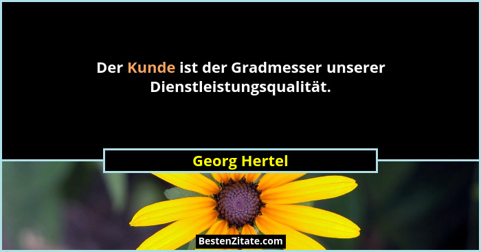 Der Kunde ist der Gradmesser unserer Dienstleistungsqualität.... - Georg Hertel
