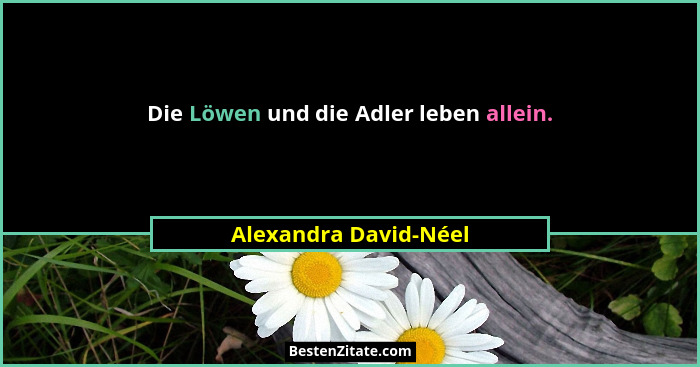 Die Löwen und die Adler leben allein.... - Alexandra David-Néel