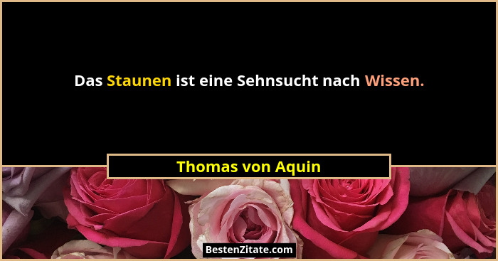Das Staunen ist eine Sehnsucht nach Wissen.... - Thomas von Aquin