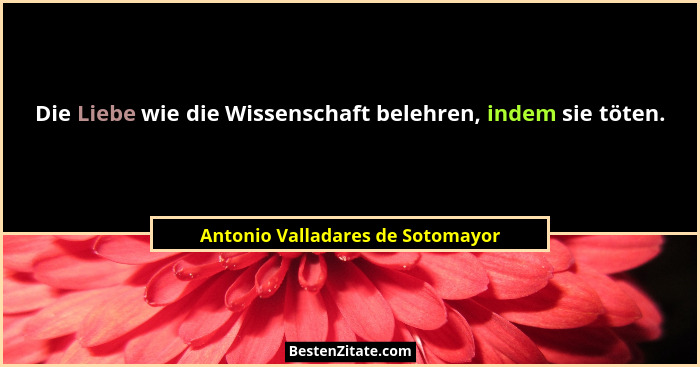 Die Liebe wie die Wissenschaft belehren, indem sie töten.... - Antonio Valladares de Sotomayor
