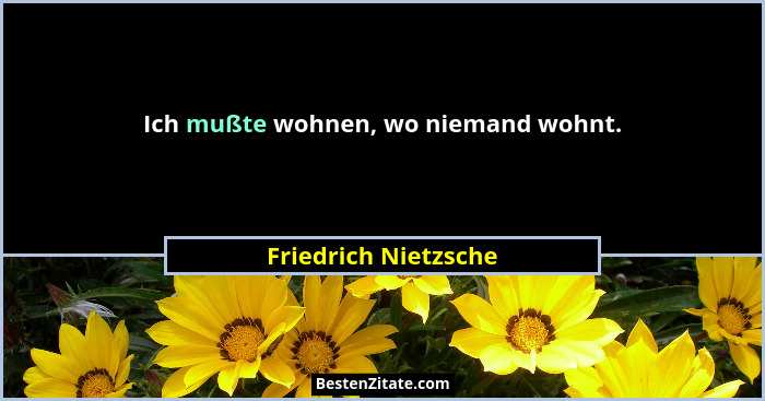 Ich mußte wohnen, wo niemand wohnt.... - Friedrich Nietzsche