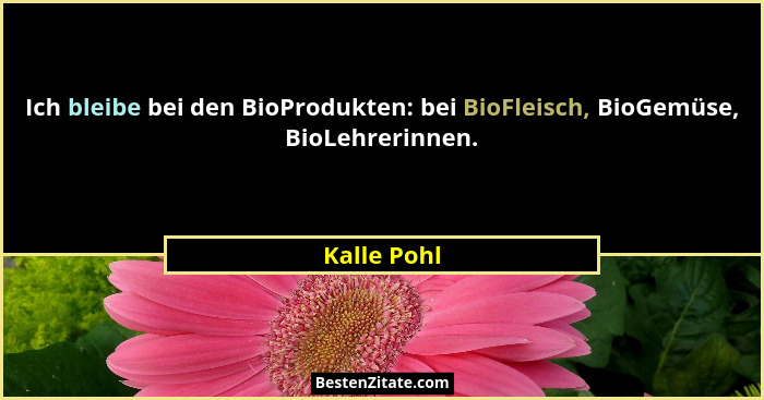 Ich bleibe bei den BioProdukten: bei BioFleisch, BioGemüse, BioLehrerinnen.... - Kalle Pohl