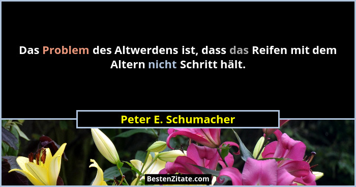 Das Problem des Altwerdens ist, dass das Reifen mit dem Altern nicht Schritt hält.... - Peter E. Schumacher