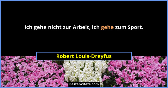Ich gehe nicht zur Arbeit, ich gehe zum Sport.... - Robert Louis-Dreyfus