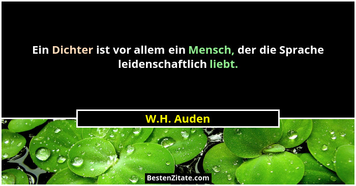 Ein Dichter ist vor allem ein Mensch, der die Sprache leidenschaftlich liebt.... - W.H. Auden