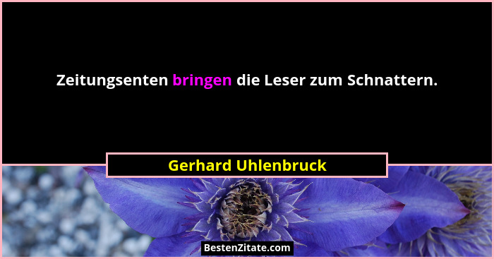 Zeitungsenten bringen die Leser zum Schnattern.... - Gerhard Uhlenbruck