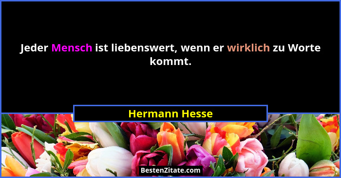 Jeder Mensch ist liebenswert, wenn er wirklich zu Worte kommt.... - Hermann Hesse