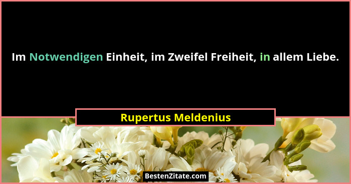 Im Notwendigen Einheit, im Zweifel Freiheit, in allem Liebe.... - Rupertus Meldenius