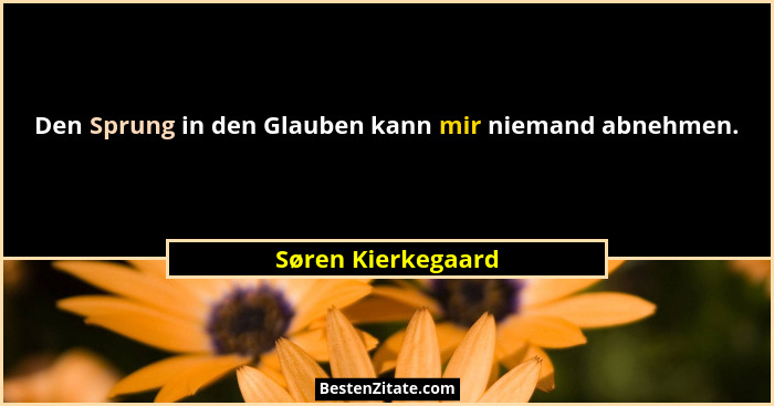 Den Sprung in den Glauben kann mir niemand abnehmen.... - Søren Kierkegaard