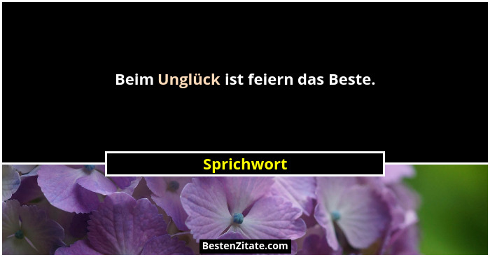 Beim Unglück ist feiern das Beste.... - Sprichwort