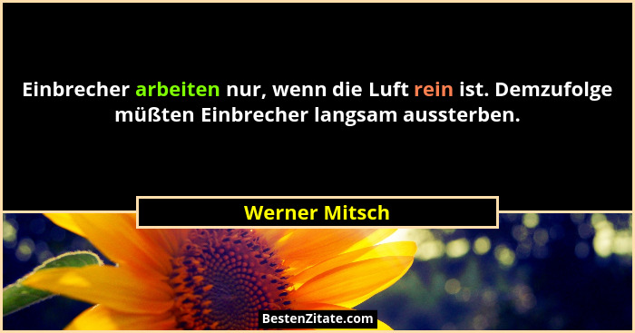Einbrecher arbeiten nur, wenn die Luft rein ist. Demzufolge müßten Einbrecher langsam aussterben.... - Werner Mitsch