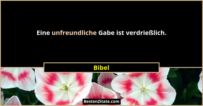 Eine unfreundliche Gabe ist verdrießlich.... - Bibel