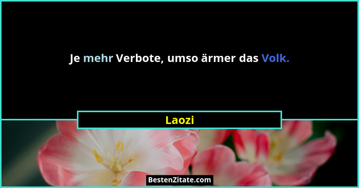 Je mehr Verbote, umso ärmer das Volk.... - Laozi