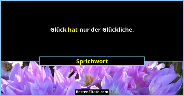 Glück hat nur der Glückliche.... - Sprichwort