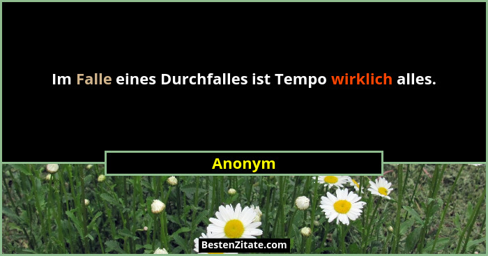 Im Falle eines Durchfalles ist Tempo wirklich alles.... - Anonym