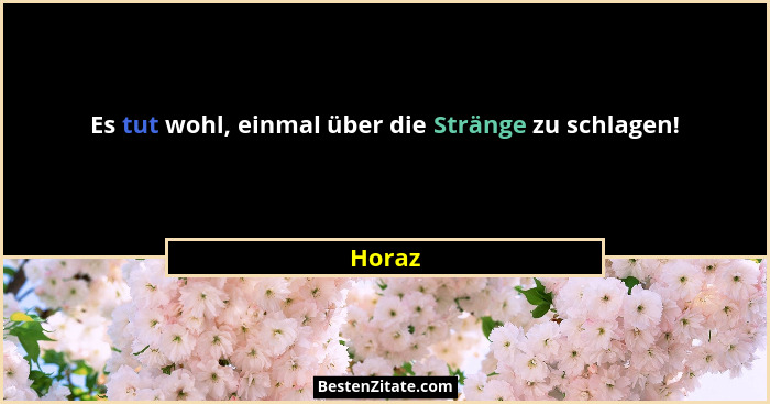 Es tut wohl, einmal über die Stränge zu schlagen!... - Horaz