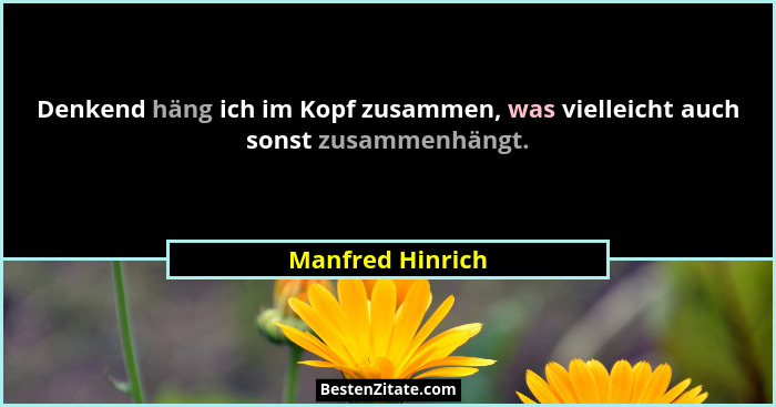 Denkend häng ich im Kopf zusammen, was vielleicht auch sonst zusammenhängt.... - Manfred Hinrich