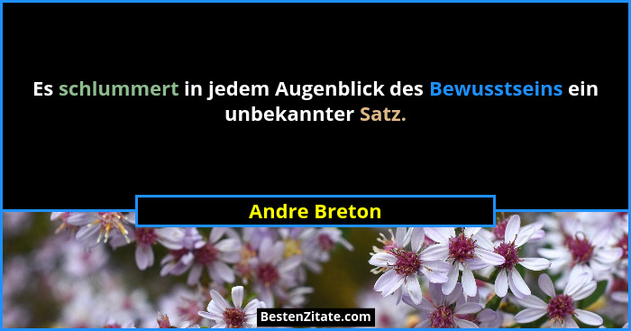 Es schlummert in jedem Augenblick des Bewusstseins ein unbekannter Satz.... - Andre Breton