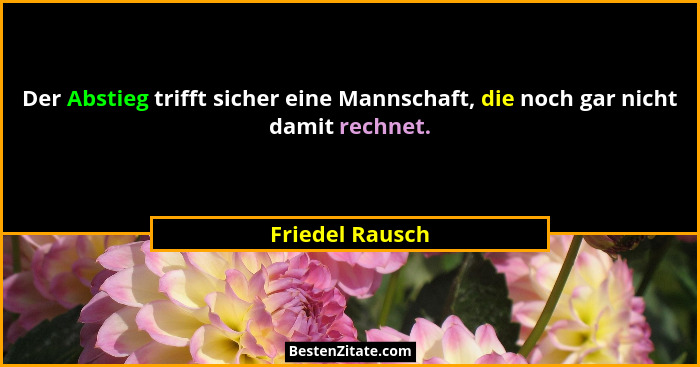 Der Abstieg trifft sicher eine Mannschaft, die noch gar nicht damit rechnet.... - Friedel Rausch