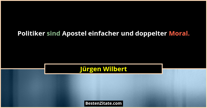Politiker sind Apostel einfacher und doppelter Moral.... - Jürgen Wilbert
