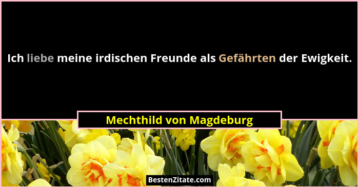 Ich liebe meine irdischen Freunde als Gefährten der Ewigkeit.... - Mechthild von Magdeburg