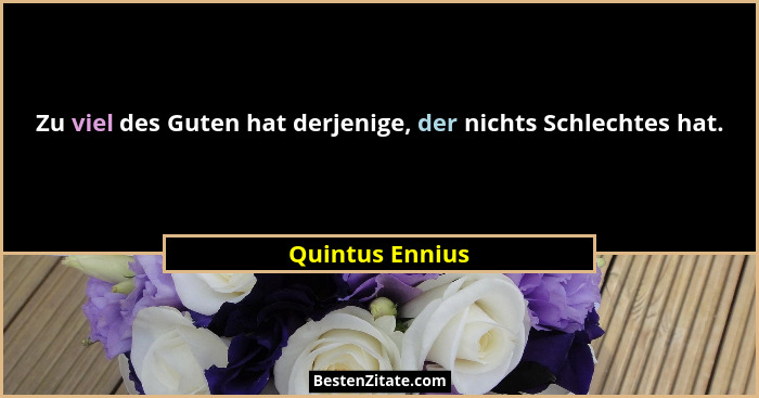 Zu viel des Guten hat derjenige, der nichts Schlechtes hat.... - Quintus Ennius