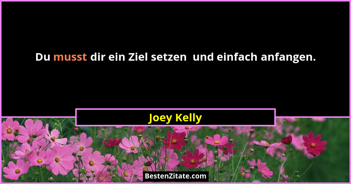 Du musst dir ein Ziel setzen  und einfach anfangen.... - Joey Kelly