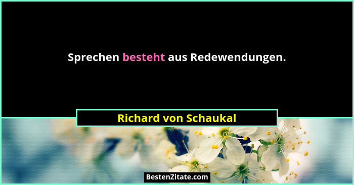 Sprechen besteht aus Redewendungen.... - Richard von Schaukal