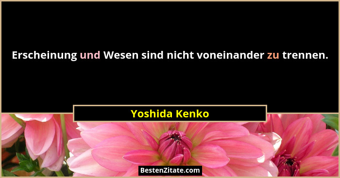 Erscheinung und Wesen sind nicht voneinander zu trennen.... - Yoshida Kenko