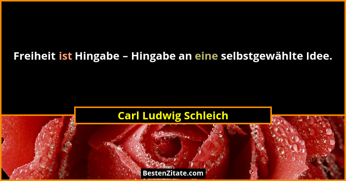 Freiheit ist Hingabe – Hingabe an eine selbstgewählte Idee.... - Carl Ludwig Schleich