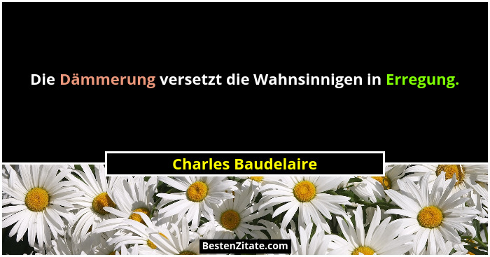 Die Dämmerung versetzt die Wahnsinnigen in Erregung.... - Charles Baudelaire