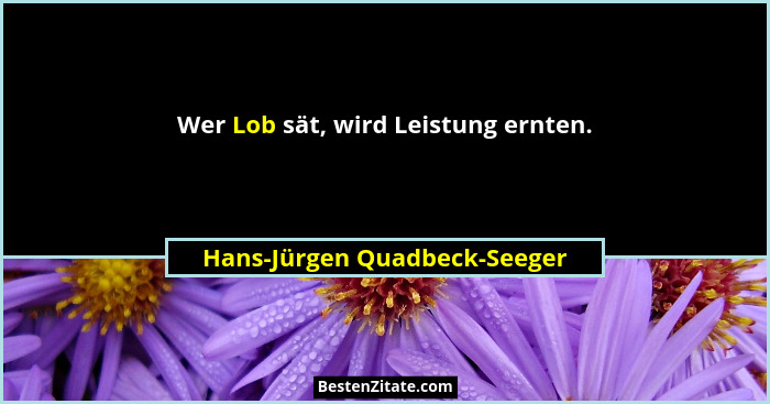 Wer Lob sät, wird Leistung ernten.... - Hans-Jürgen Quadbeck-Seeger
