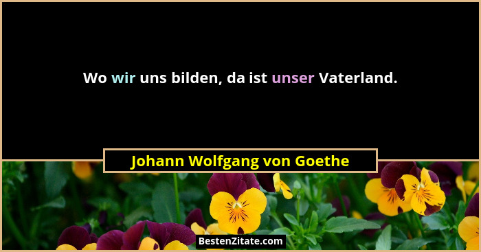 Wo wir uns bilden, da ist unser Vaterland.... - Johann Wolfgang von Goethe
