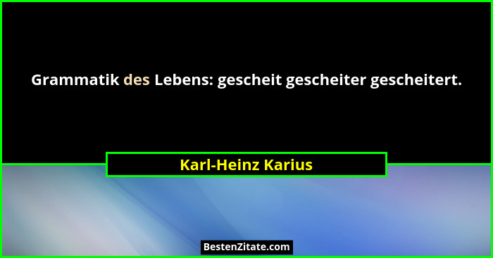 Grammatik des Lebens: gescheit gescheiter gescheitert.... - Karl-Heinz Karius