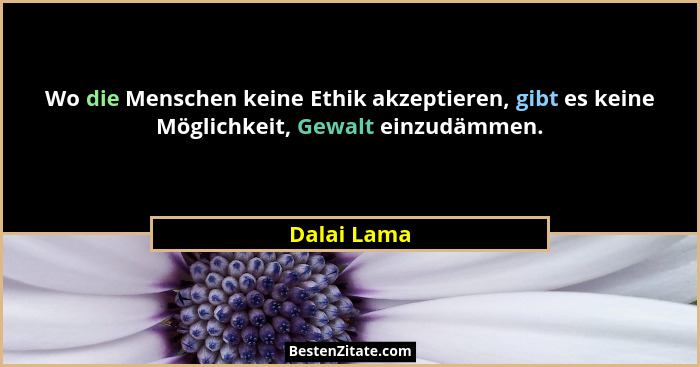 Wo die Menschen keine Ethik akzeptieren, gibt es keine Möglichkeit, Gewalt einzudämmen.... - Dalai Lama