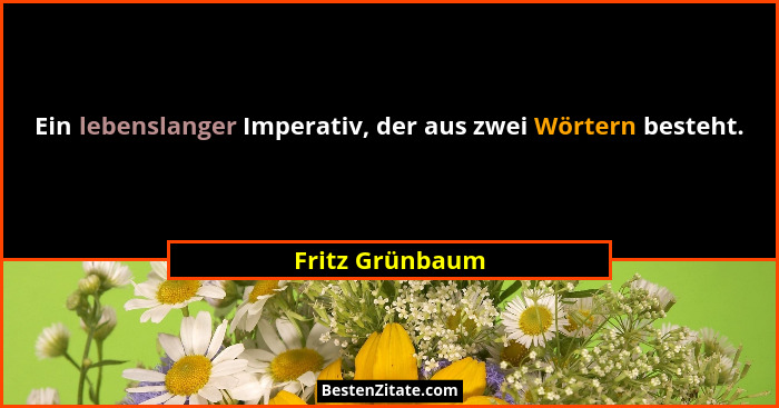 Ein lebenslanger Imperativ, der aus zwei Wörtern besteht.... - Fritz Grünbaum
