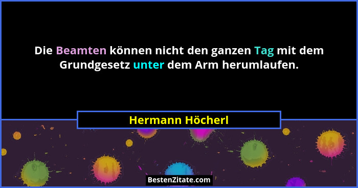 Die Beamten können nicht den ganzen Tag mit dem Grundgesetz unter dem Arm herumlaufen.... - Hermann Höcherl