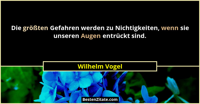 Die größten Gefahren werden zu Nichtigkeiten, wenn sie unseren Augen entrückt sind.... - Wilhelm Vogel