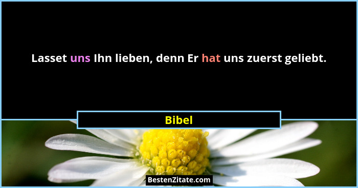 Lasset uns Ihn lieben, denn Er hat uns zuerst geliebt.... - Bibel