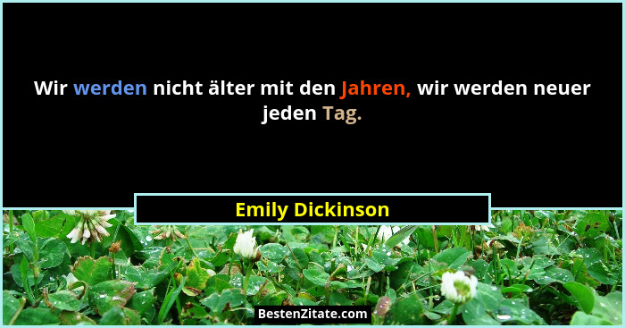 Wir werden nicht älter mit den Jahren, wir werden neuer jeden Tag.... - Emily Dickinson