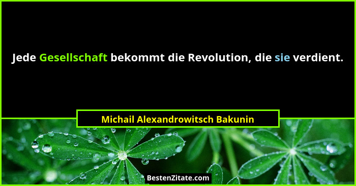 Jede Gesellschaft bekommt die Revolution, die sie verdient.... - Michail Alexandrowitsch Bakunin