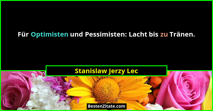 Für Optimisten und Pessimisten: Lacht bis zu Tränen.... - Stanislaw Jerzy Lec