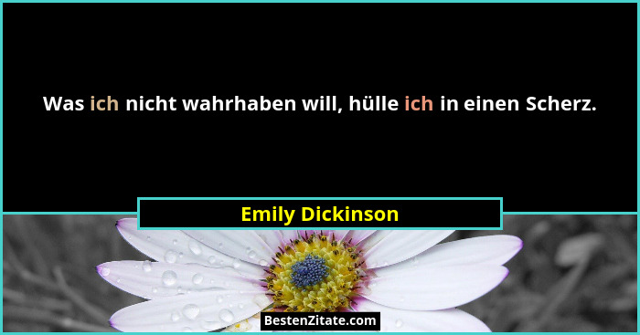 Was ich nicht wahrhaben will, hülle ich in einen Scherz.... - Emily Dickinson