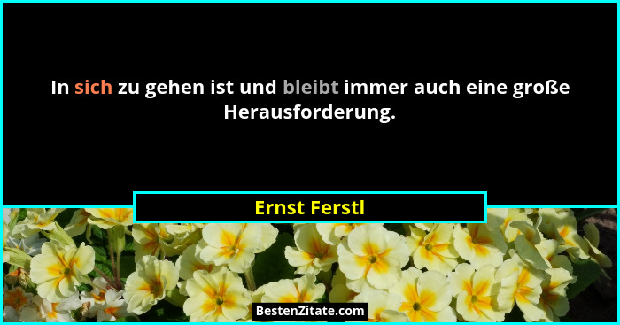 In sich zu gehen ist und bleibt immer auch eine große Herausforderung.... - Ernst Ferstl