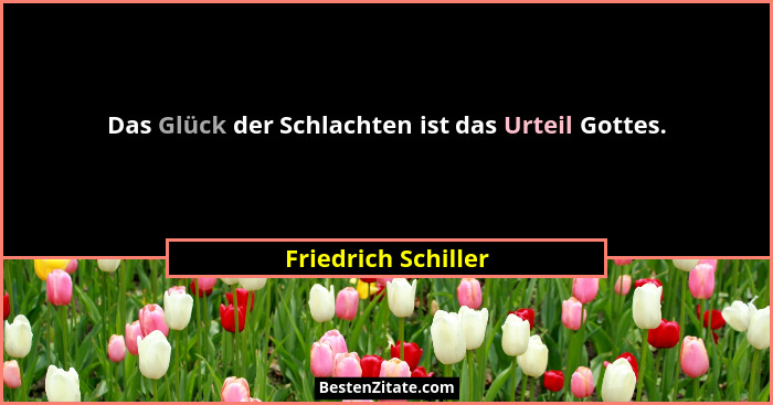 Das Glück der Schlachten ist das Urteil Gottes.... - Friedrich Schiller