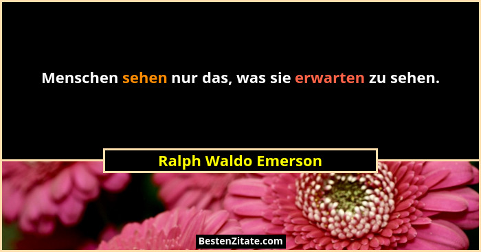 Menschen sehen nur das, was sie erwarten zu sehen.... - Ralph Waldo Emerson
