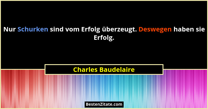 Nur Schurken sind vom Erfolg überzeugt. Deswegen haben sie Erfolg.... - Charles Baudelaire