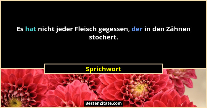 Es hat nicht jeder Fleisch gegessen, der in den Zähnen stochert.... - Sprichwort